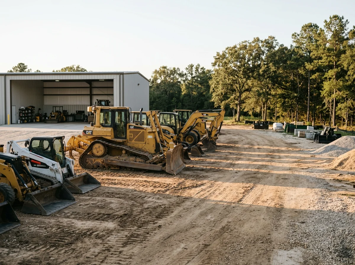 Heavy equipment and dozer machinery ready for land clearing and site preparation work.